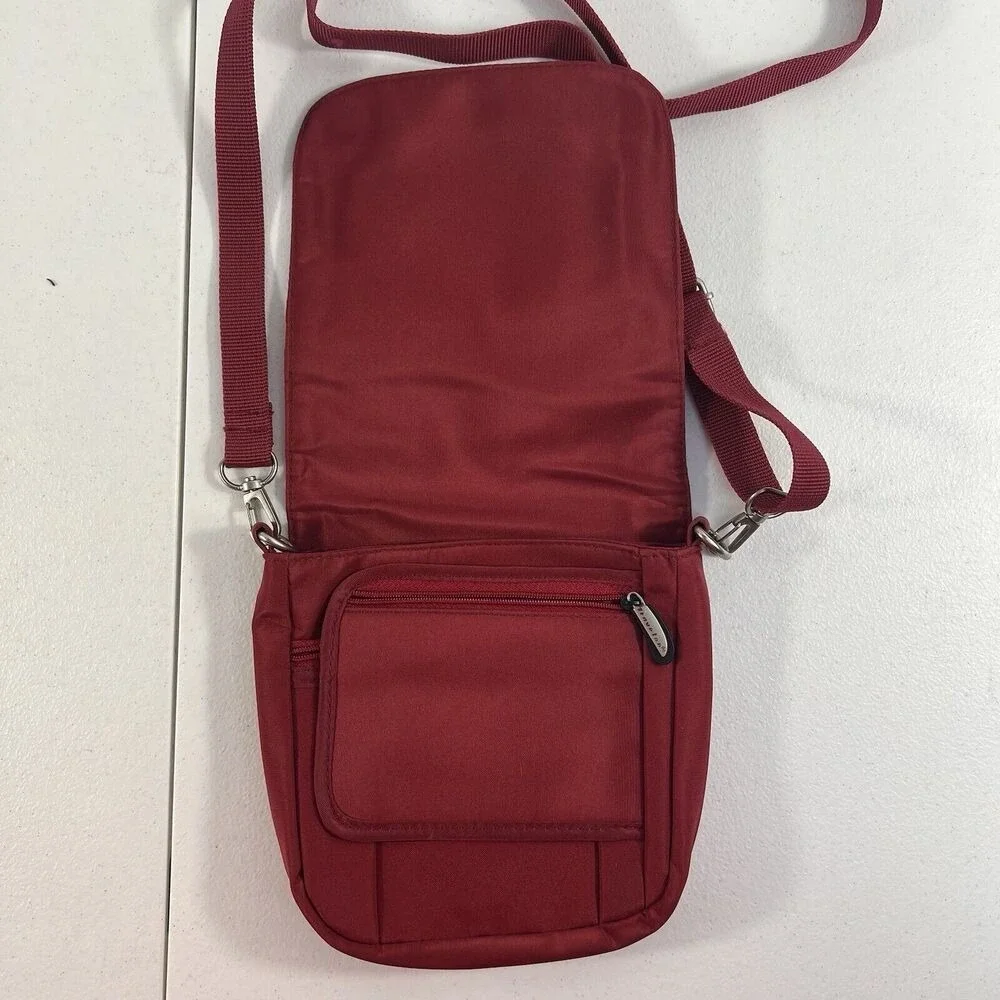 Travelon Crossbody‎ Convertible Waist Belt Bag Polyester Zip Pocket Travel Red